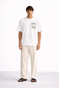 T-shirt oversize blanc unisexe Costa Blanca – style méditerranéen minimaliste – KAHMYR
